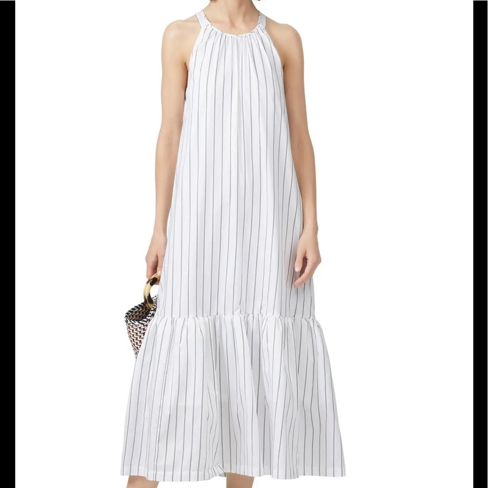3.1 Phillip Lim Striped Tent Dress size 10 white with light brown strips D130
